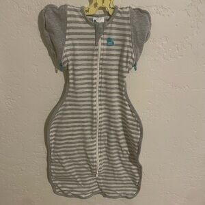 Love to Dream Gray and White Striped Sleep Sack